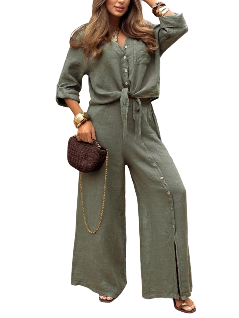 Women's Long-Sleeved Loose-Fitting Shirt Set