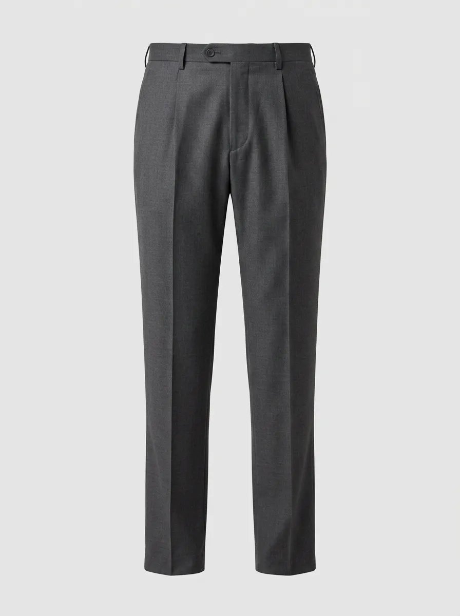 Men's Formal Business Charcoal Grey Pleated Dress Trousers
