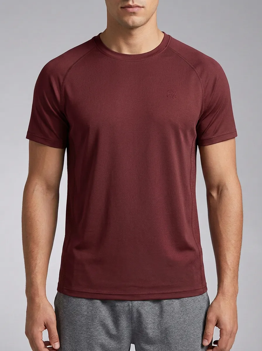 Men's Active Emblem Athletic Raglan Performance Sport Crewneck T-Shirt