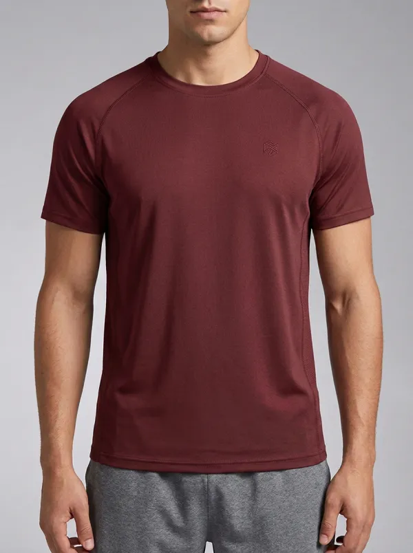 Men's Active Emblem Athletic Raglan Performance Sport Crewneck T-Shirt