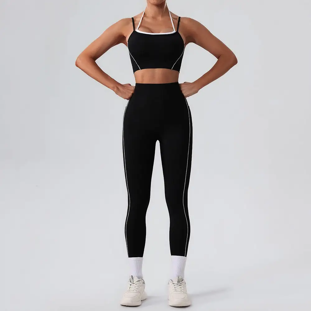 Contrast-Trim Backless Top and Shorts Active Set