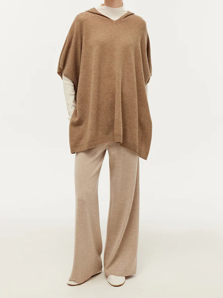 Cashmere Hooded Poncho Sweater