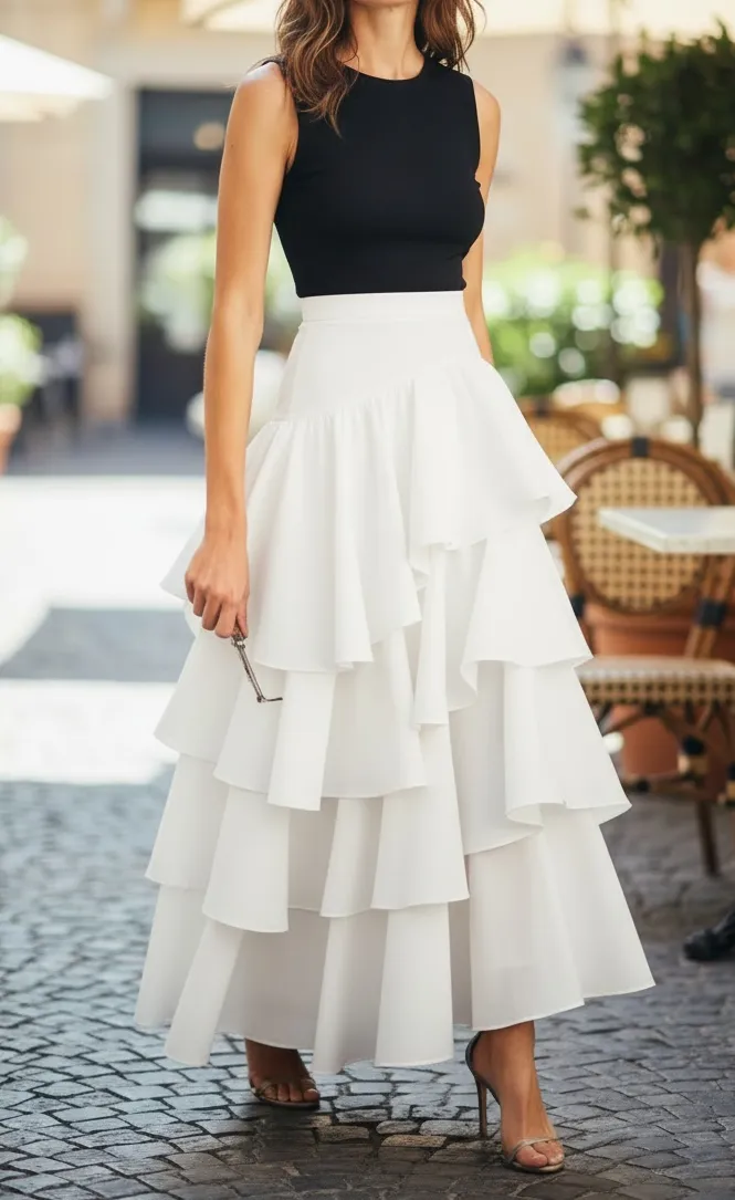 High Waist Ruffled Skirt