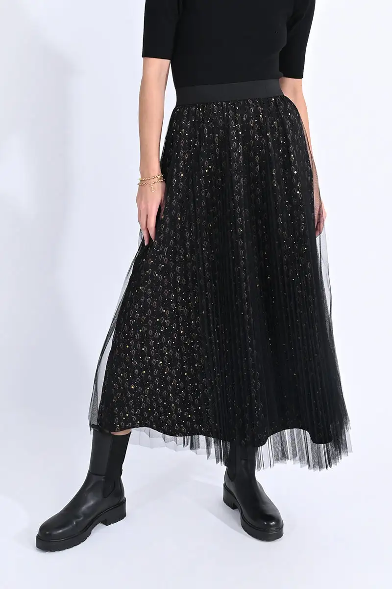 Mesh Woven Midi Skirt