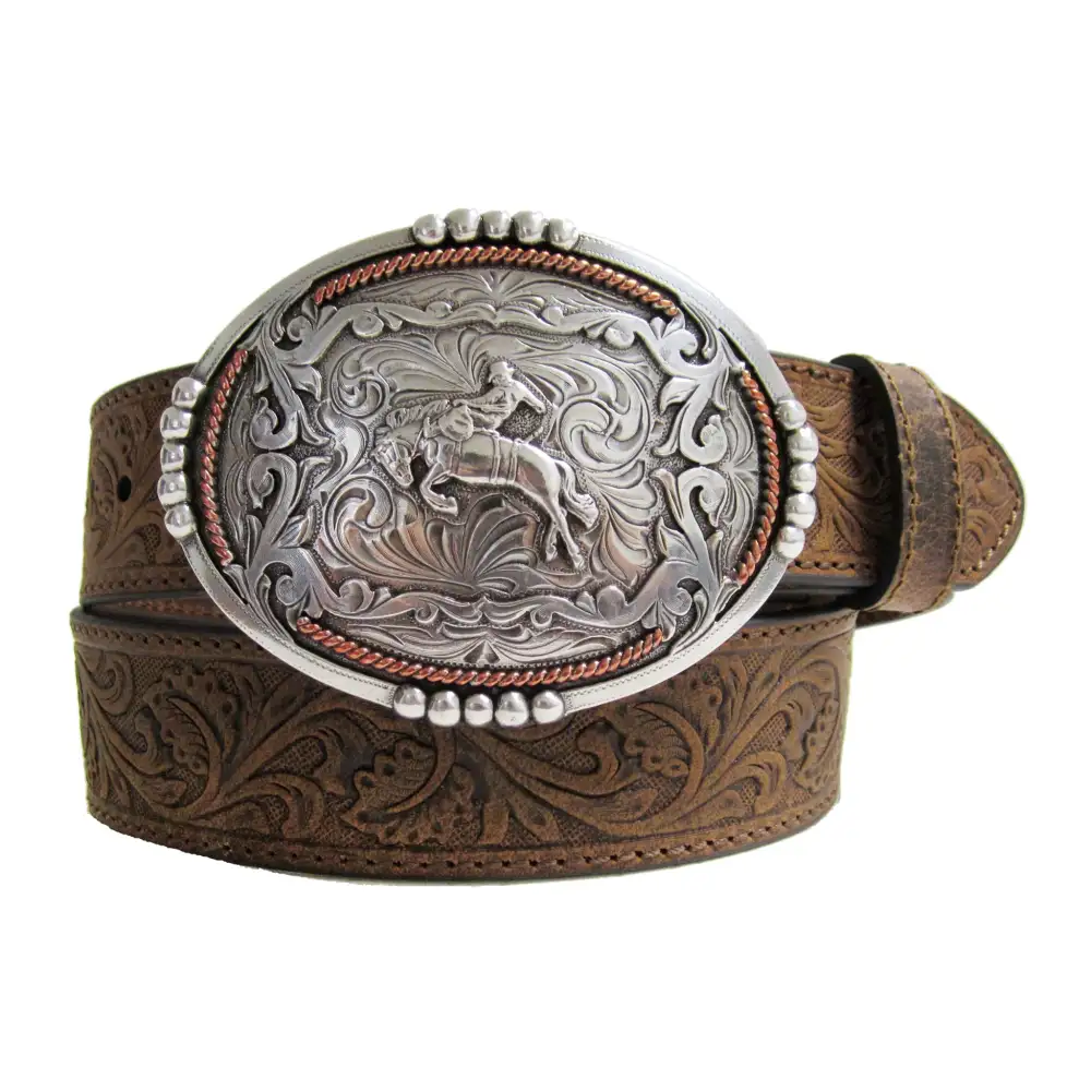 Longhorn Bronc Leather Western Belt