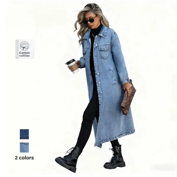 Women's Button Front Denim Coat