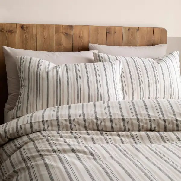 Refined Bedroom Woven Stripe Linen Duvet Cover Set