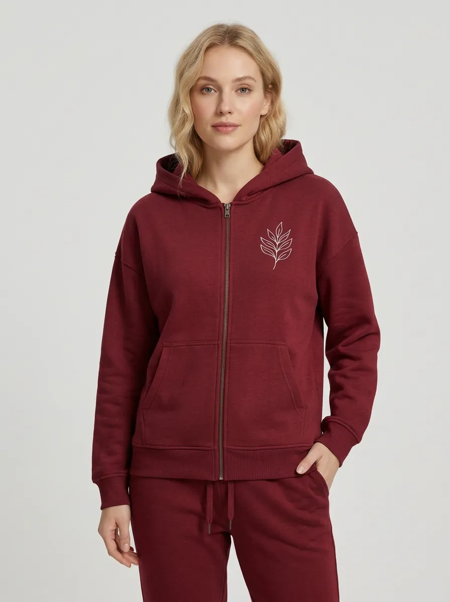 Women's Sage Green Cuffed Joggers Zip-Up Hoodie Jacket & Jogger Set