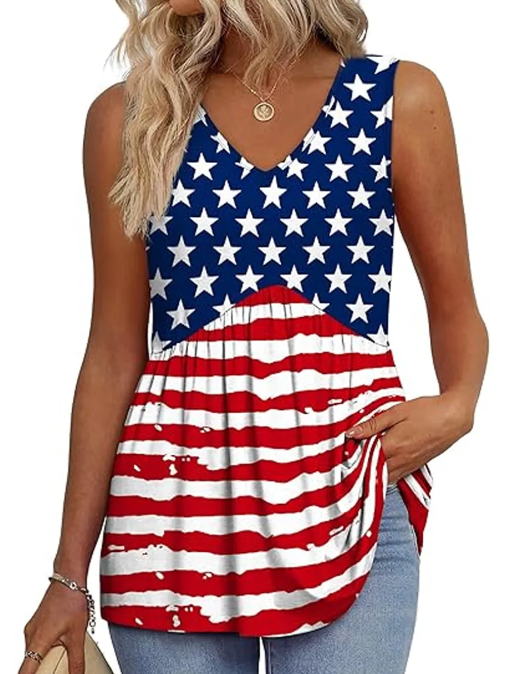 Womens Tank Tops 2025 Flowy Peplum Tops For Women Dressy Sleeveless V Neck Babydoll Tank Tops