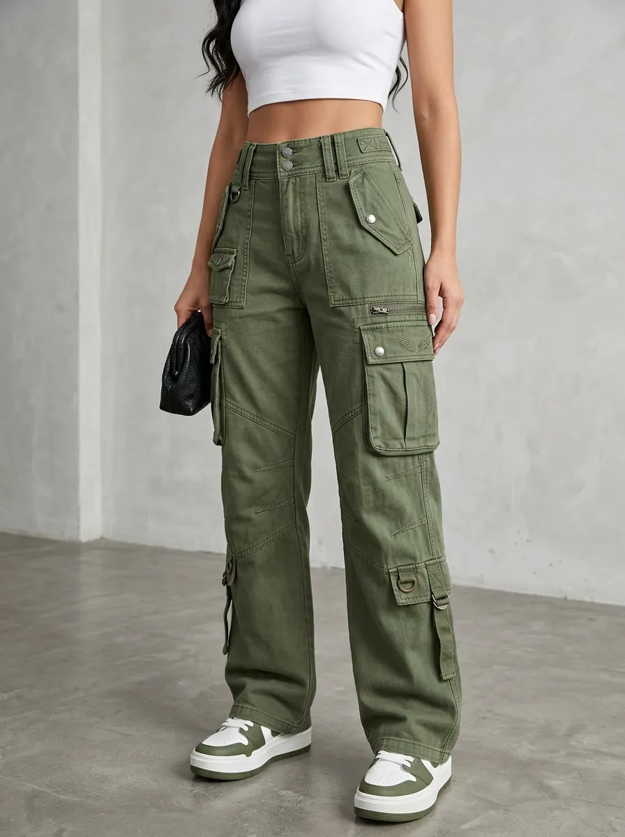 Flexible Multi Pocket Detail Women's Multi Pocket Cargo Pants
