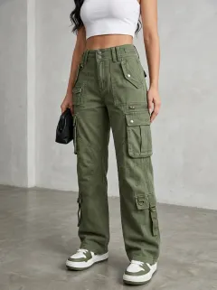 Flexible Multi Pocket Detail Women's Multi Pocket Cargo Pants
