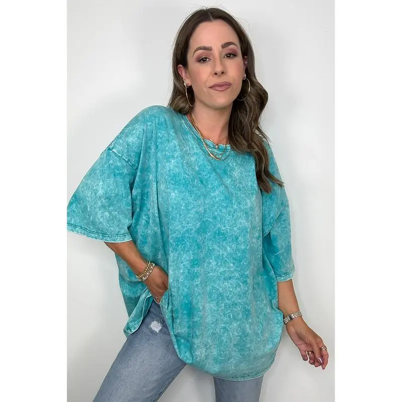 6PACK-Mineral Wash Oversized Top - BACK IN STOCK