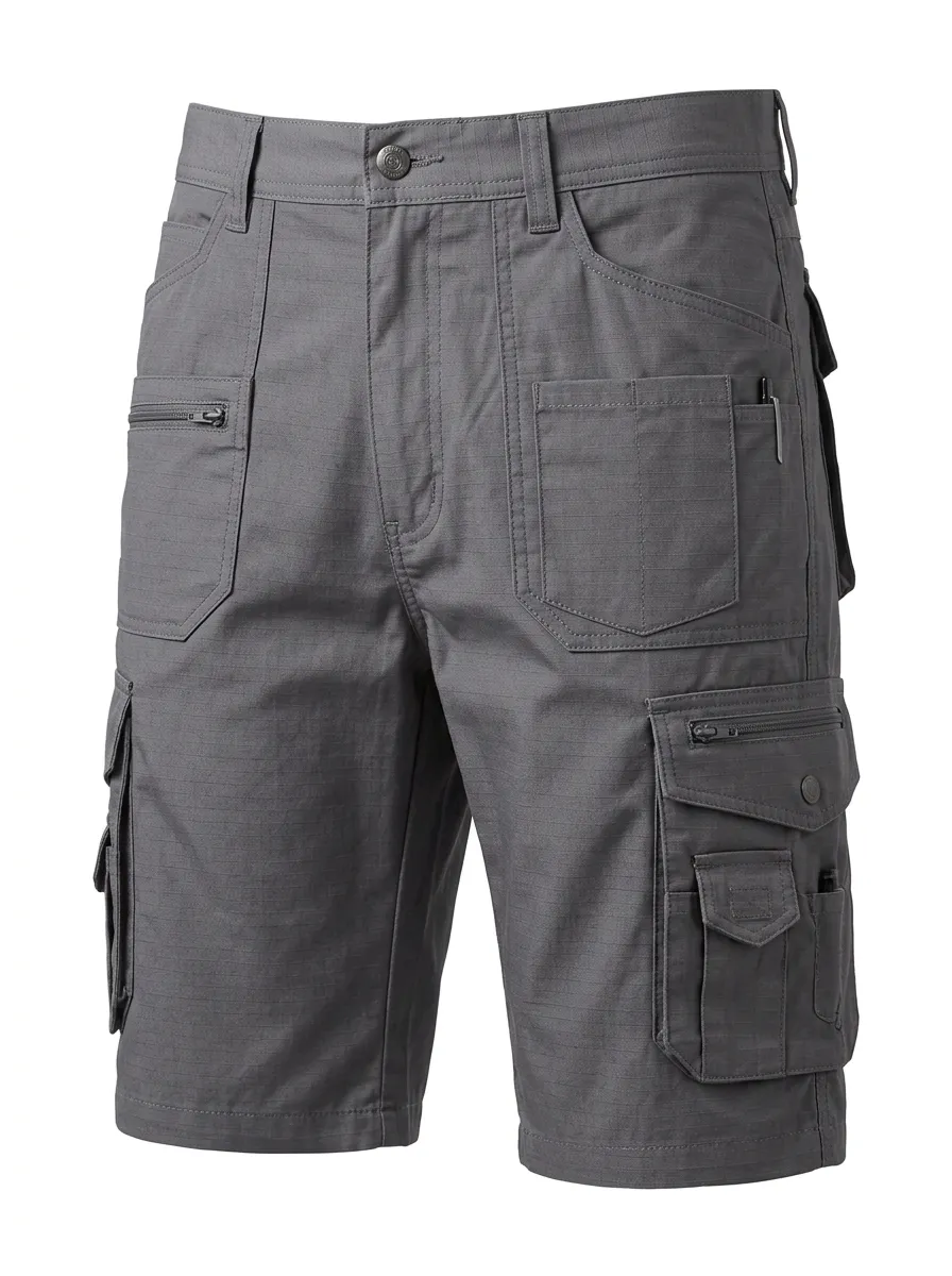 Men's Tactical Multi-Pocket Grey Ripstop Cargo Shorts