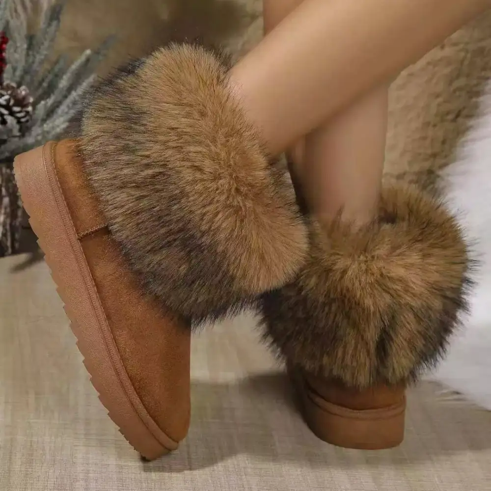 Fuzzy Trim Ankle Boots