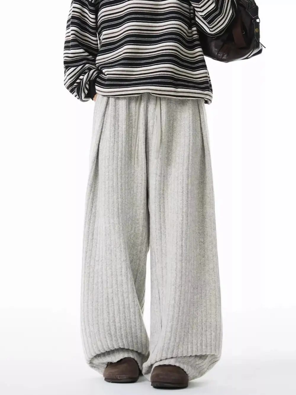 Men's Plus Size Relaxed Fit Ribbed Knit Pants