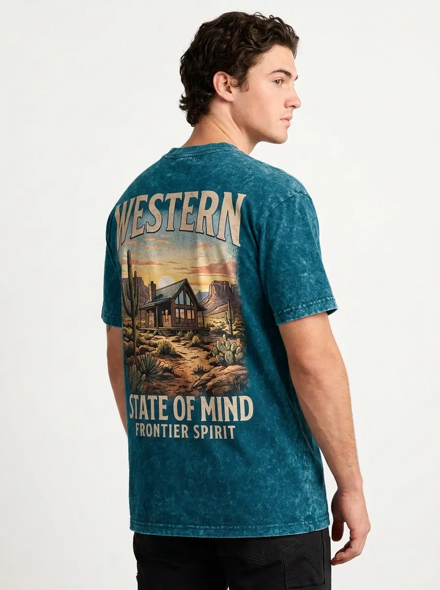 Men's Western Desert Cabin State of Mind Printed T-shirt