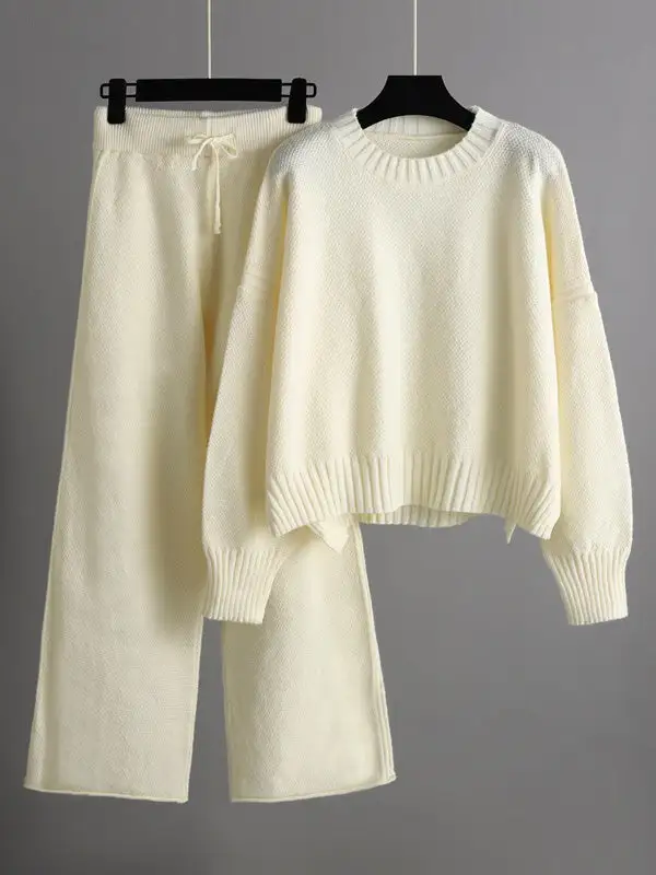 Relaxed High Low Sweater And Pants Set
