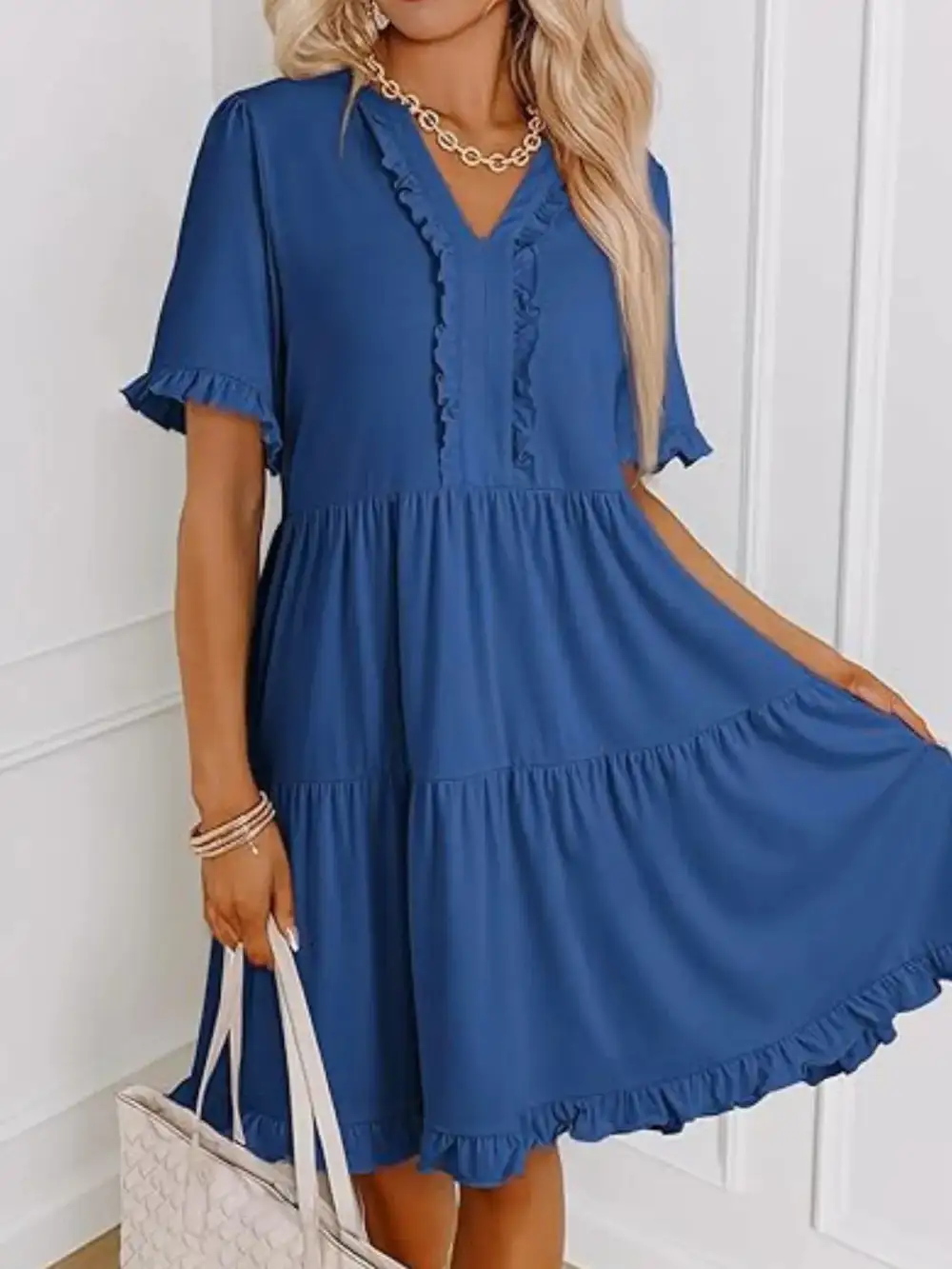 Short Sleeve Tiered Mini Dress