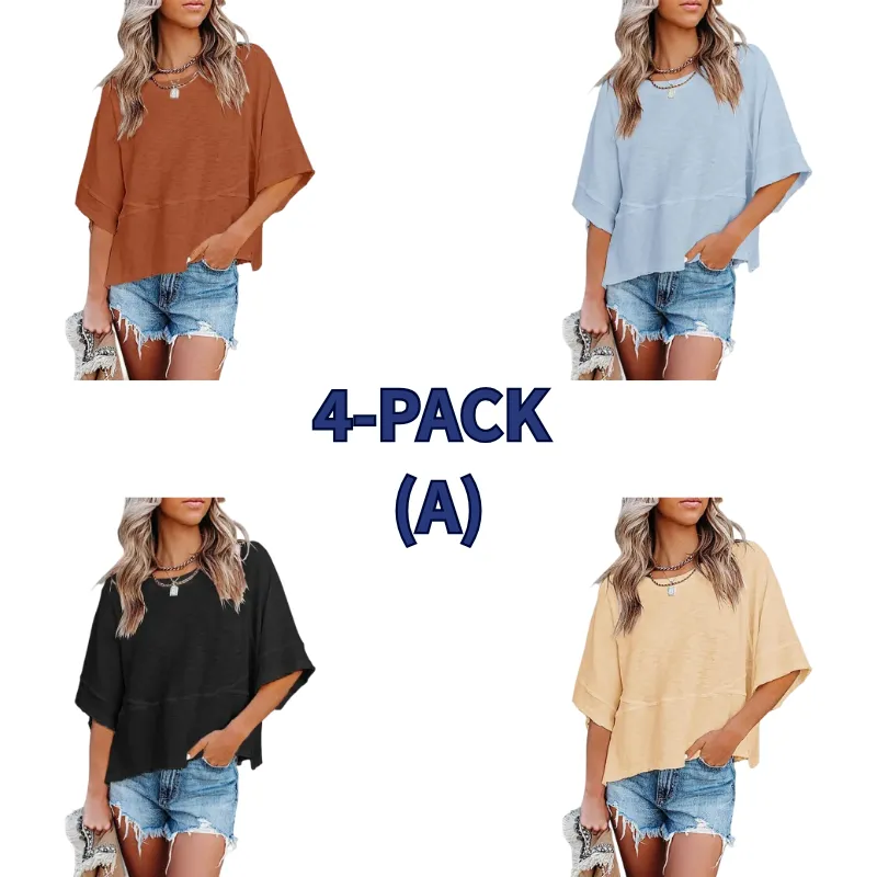 🌸Women's Crewneck Batwing Half Sleeve Top