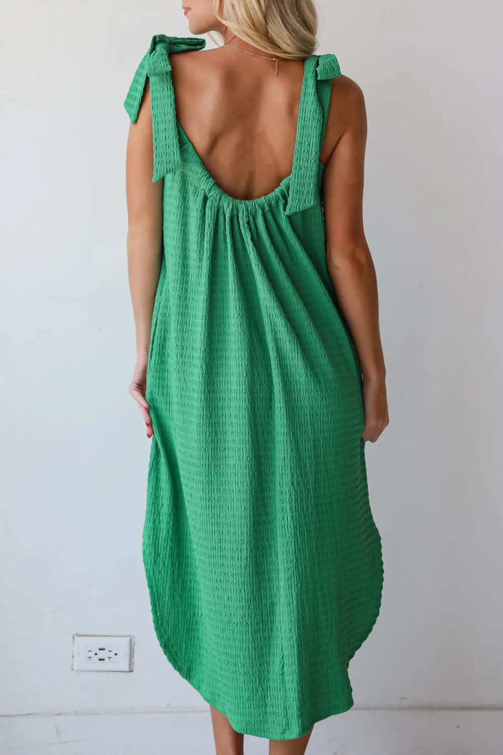 Green Textured Midi Dress