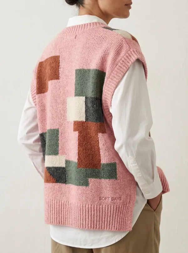 Geometric Colorblock Sweater Vest