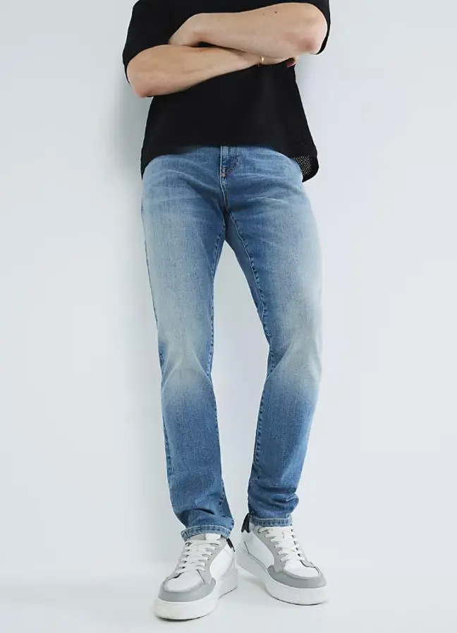 Men's  Blue Skinny Fashion Long Casual Jeans