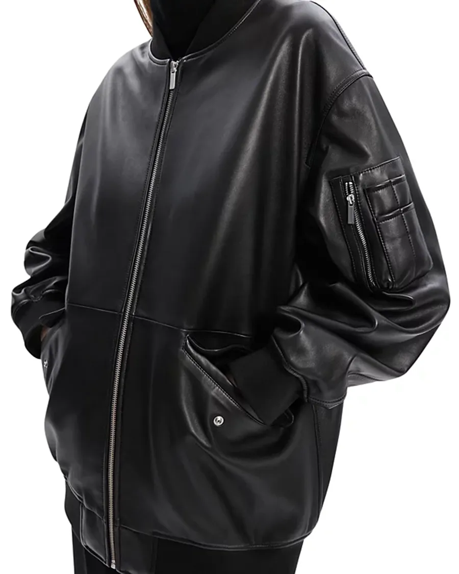 Oversized Leather Flight Jacket