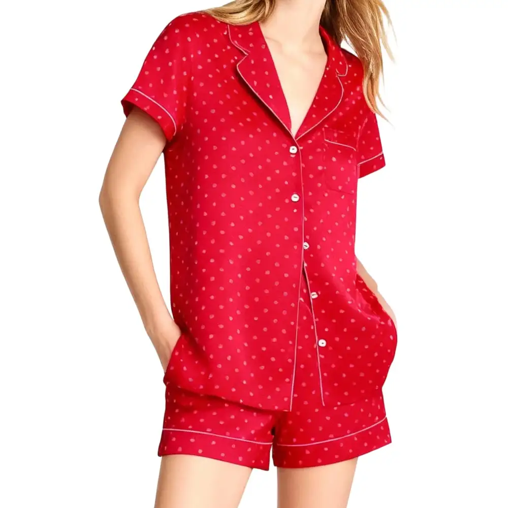 Short Sleeve Dots Print Shirt and Shorts Lounge Set