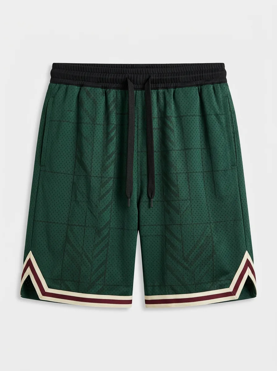 Modern Geometric Pattern Sport Look Men's Basketball Shorts
