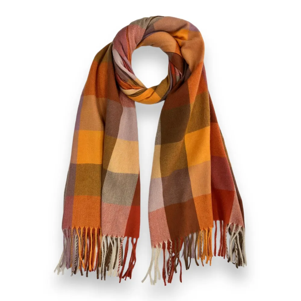 Classic Small Check Tasseled Scarf