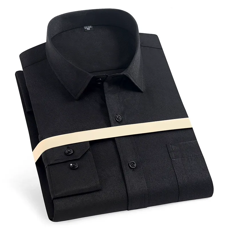 Men'S Long Sleeve Business Solid Color Cotton Breathable Shirt
