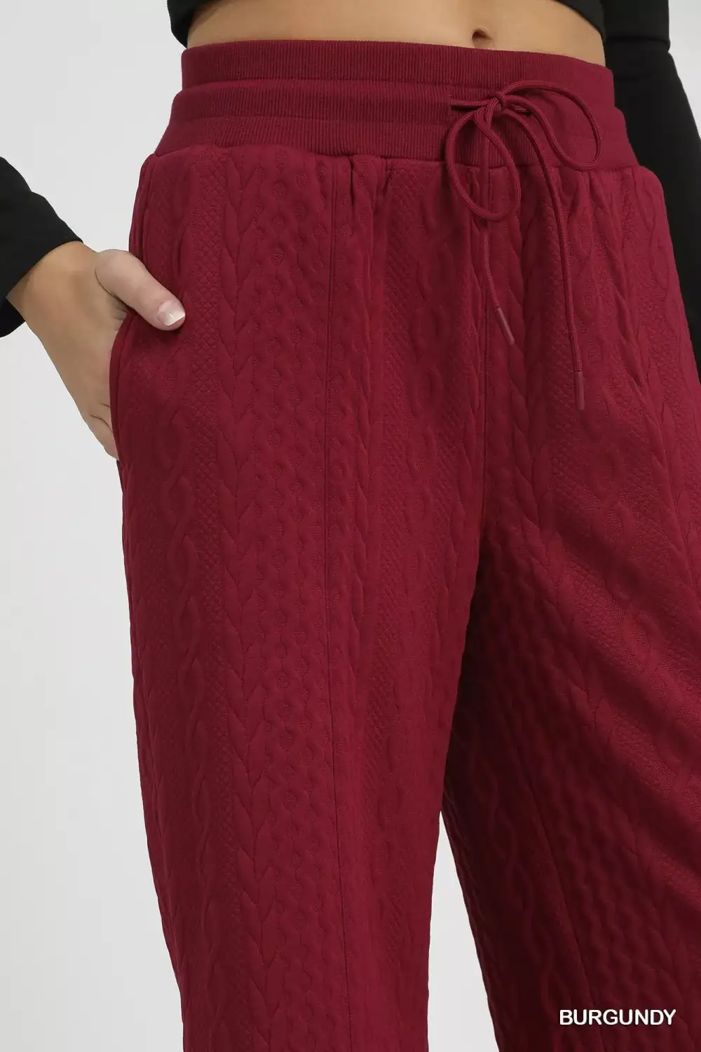 Relaxed Cable Knit Textured Wide Leg Pants