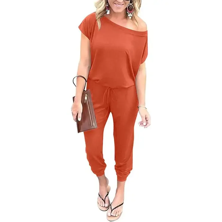 Women's EasyBreezy Off-Shoulder Jumpsuit – Adjustable Elastic Waist