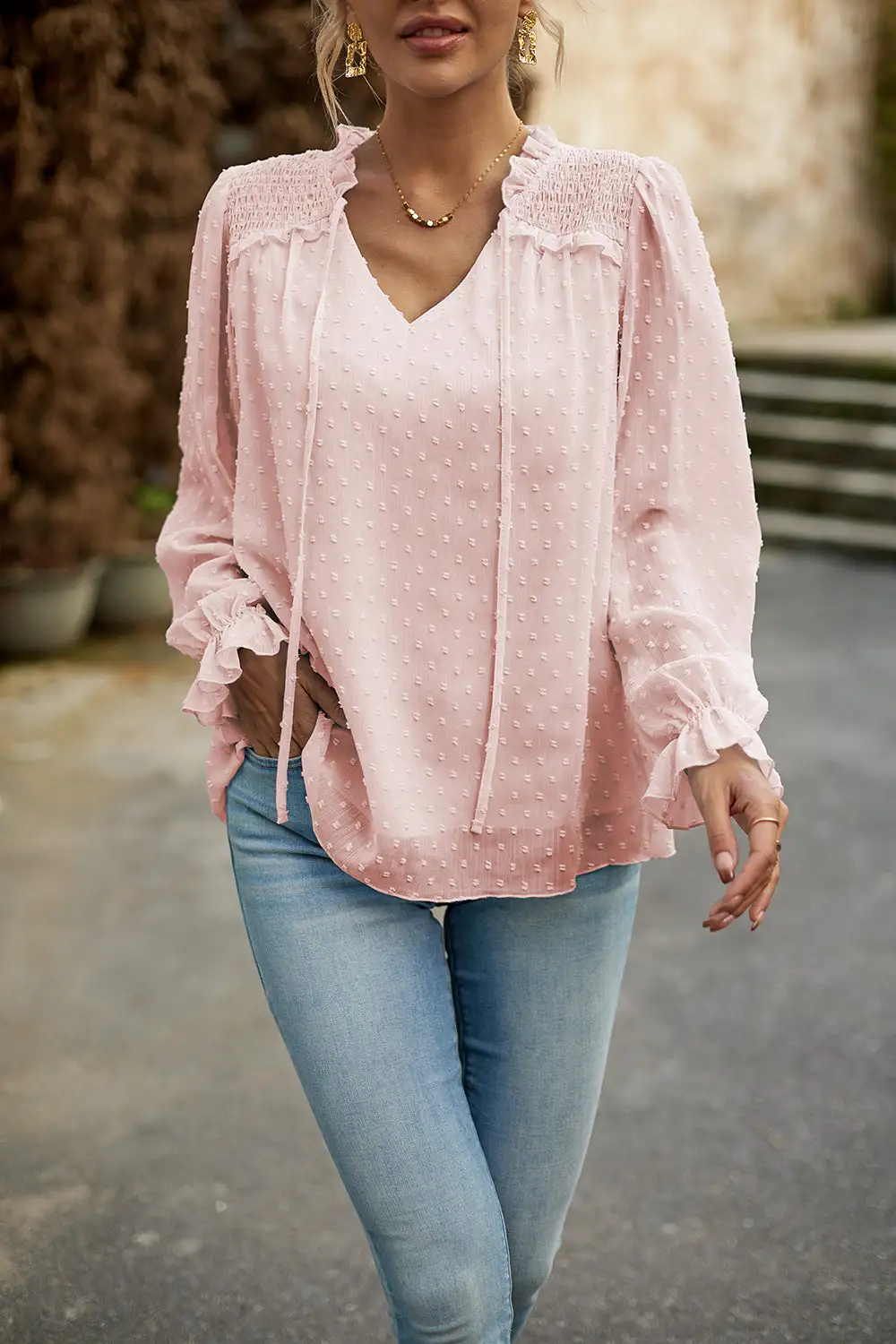 Smocked Swiss Dot Blouse