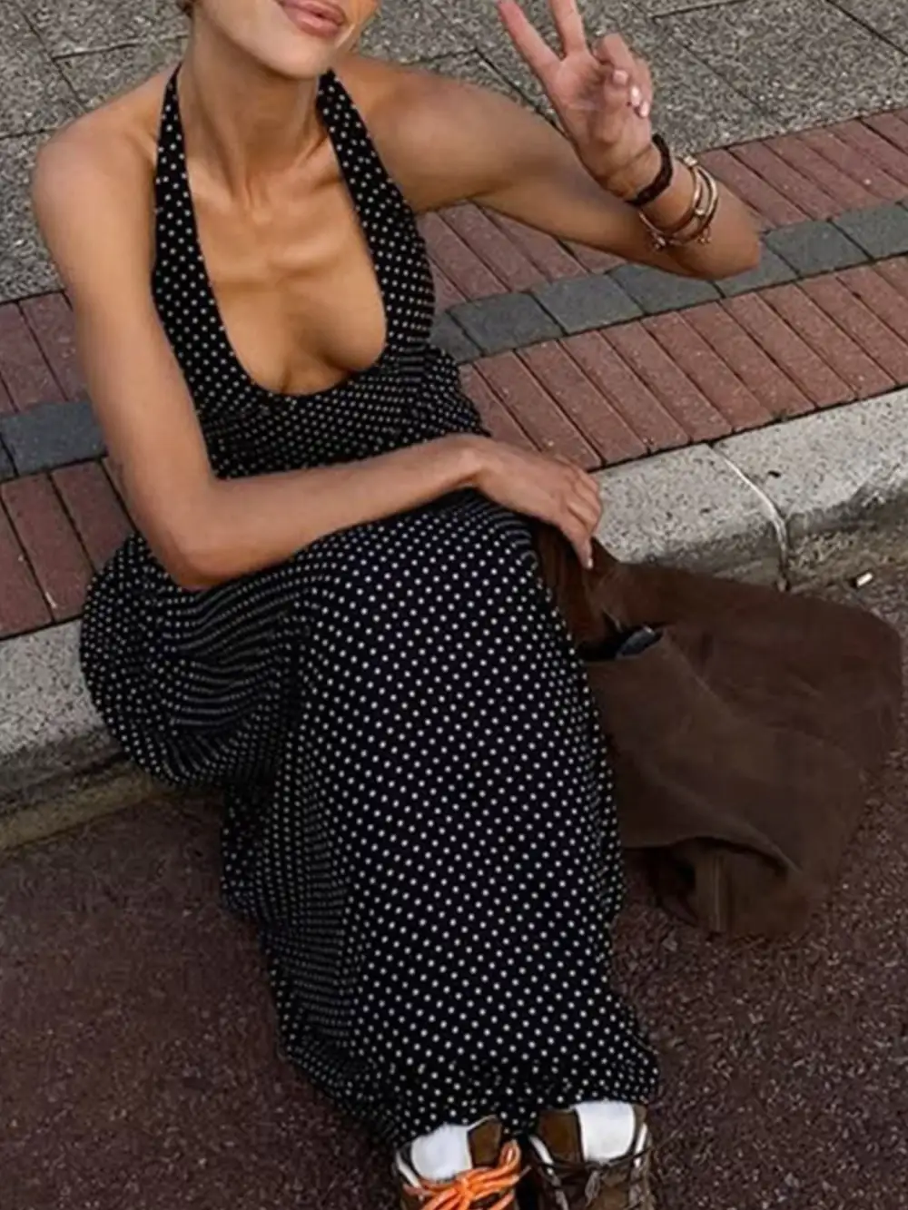 Clean Line Polka Dot Maxi Dress