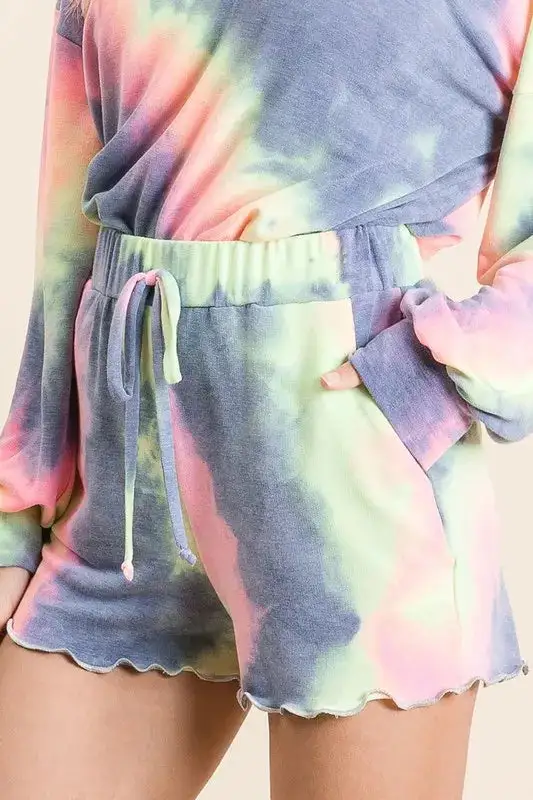 Tie Dye French Terry Shorts and Curly Edge