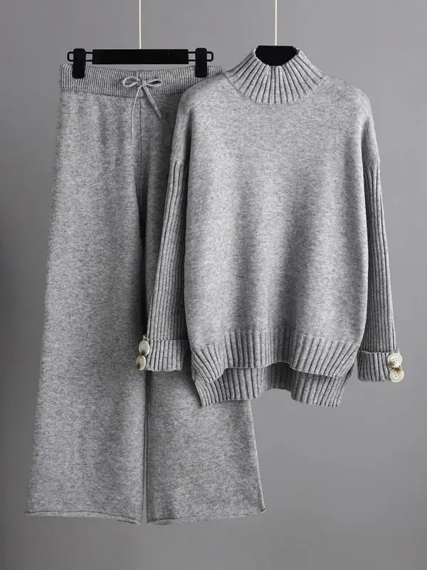 Long Sleeve Mock Neck Sweater And Pants Set