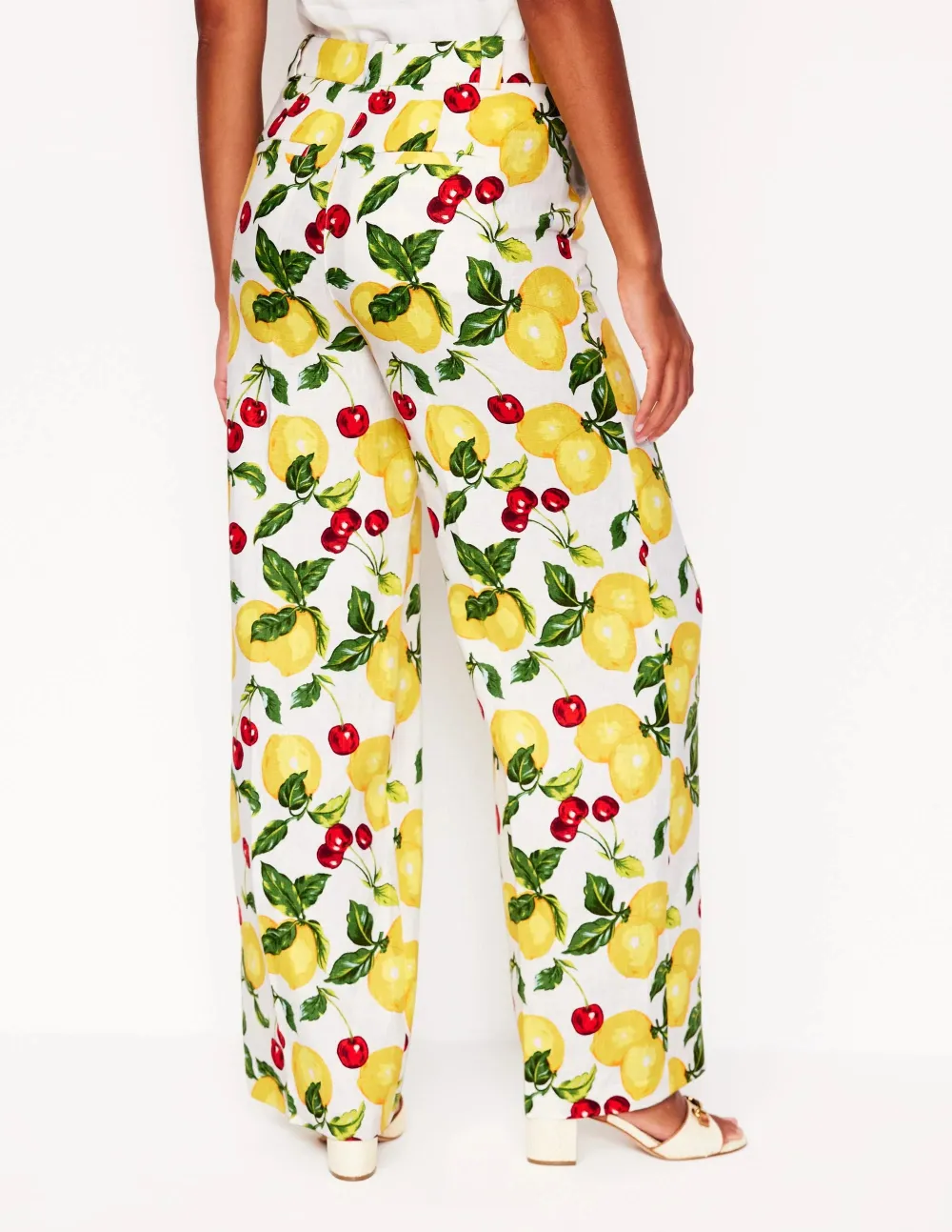 Ivory Cherry - Print Linen Jeans