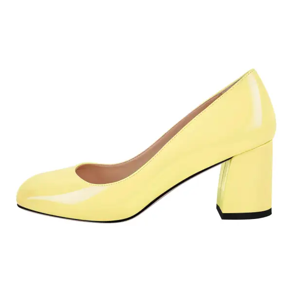Modern Round Toe Chunky Heel Pumps