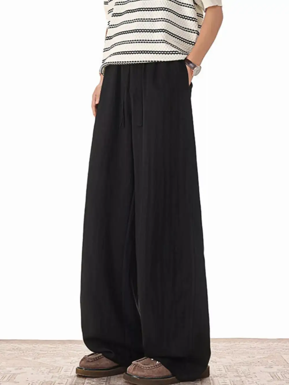 Men's Plus Size Wide Leg Drawstring Pants