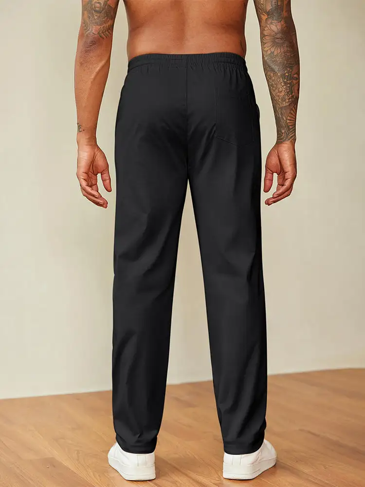 Casual Straight Leg Drawstring Chino Pants