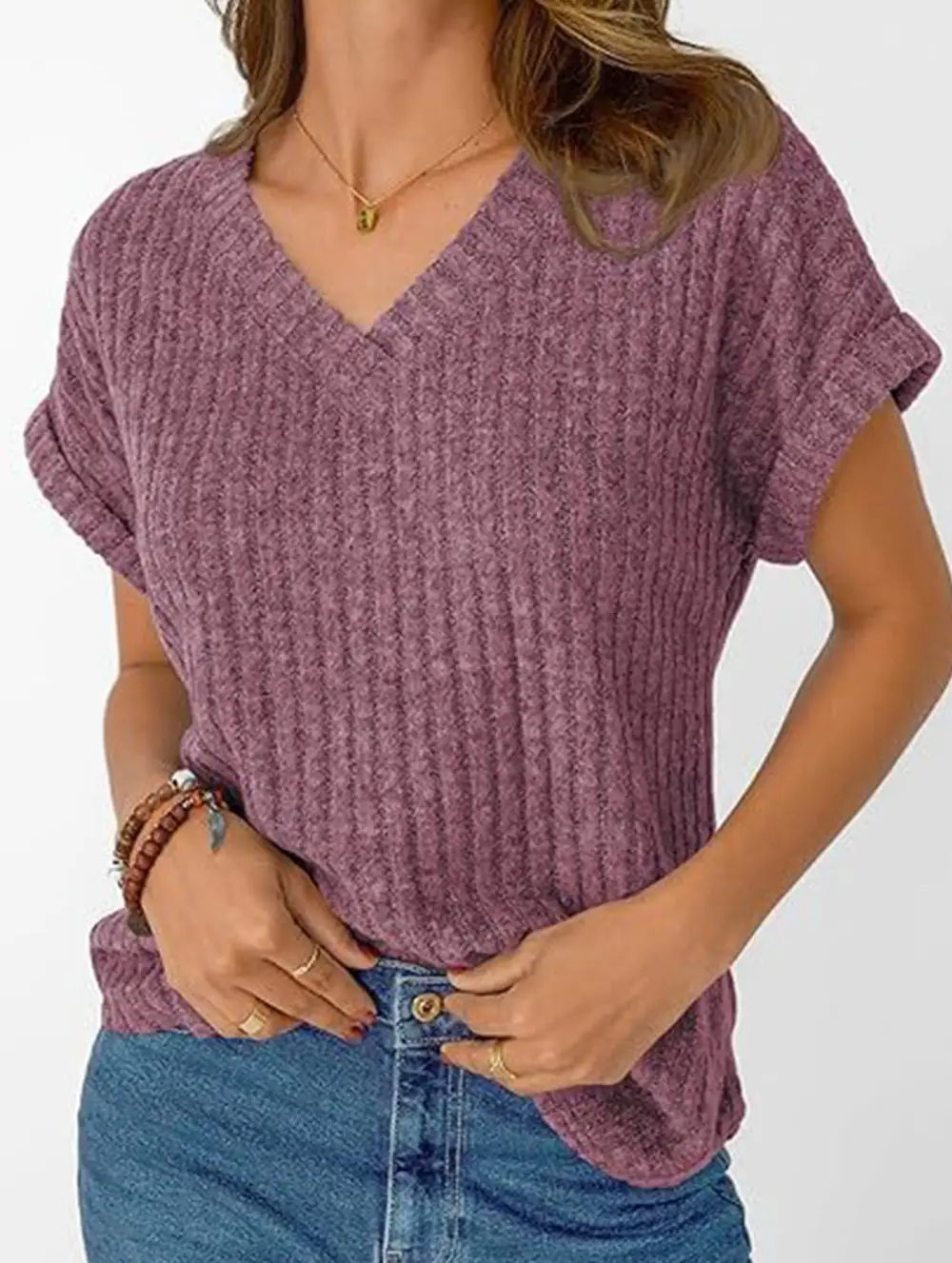 Draped V Neck Tee