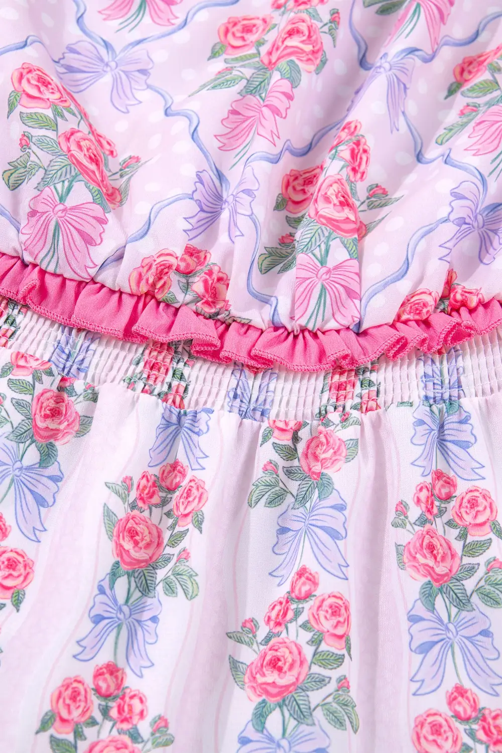 Gathered Detail Floral Ruffle Tiered Dress