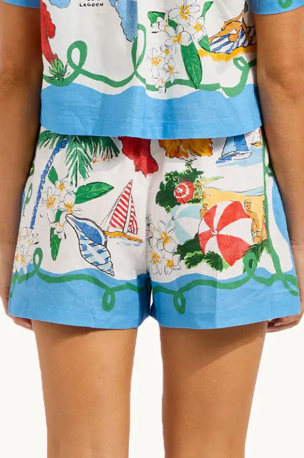 Side Split Linen Blend Shorts