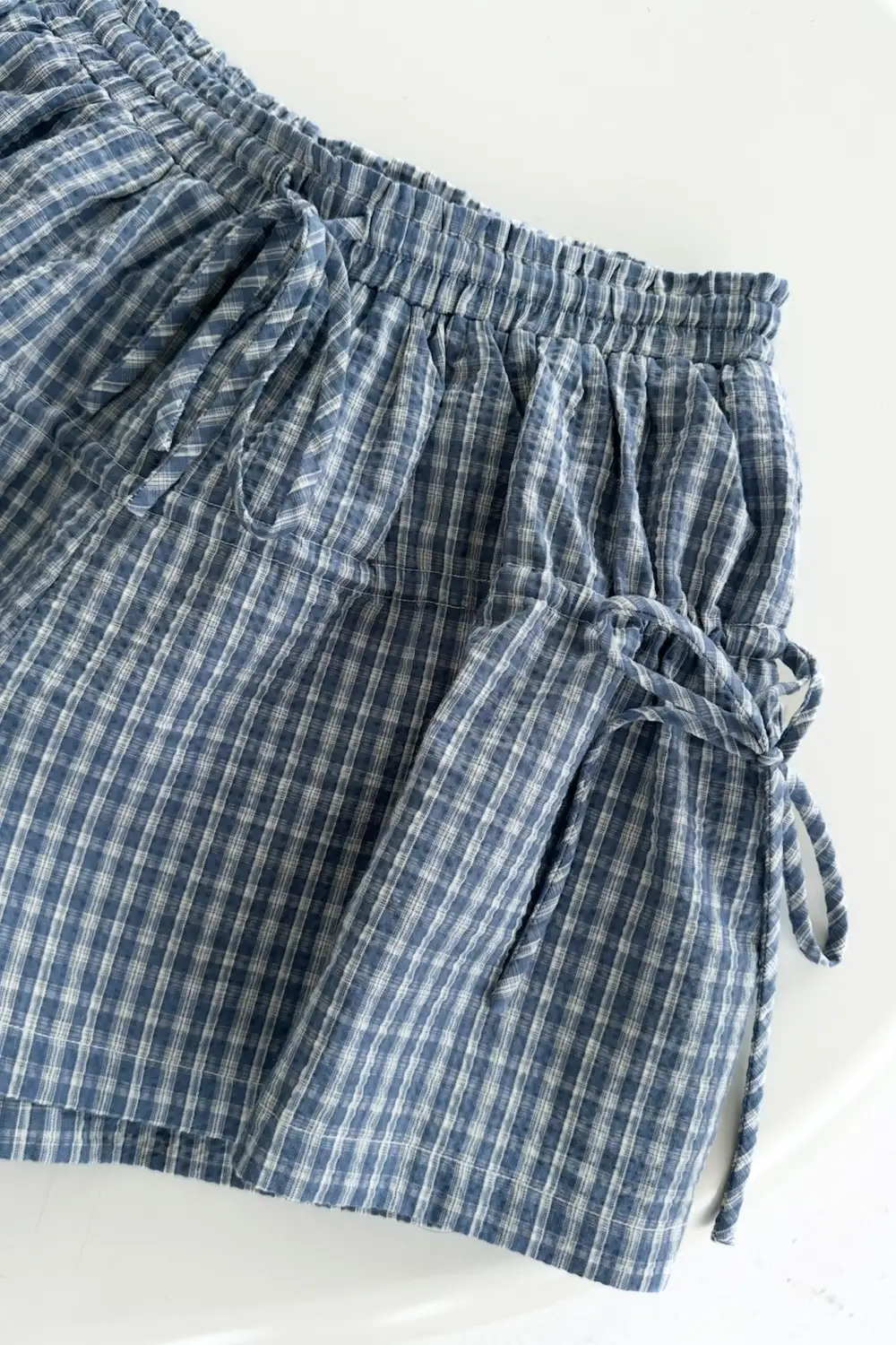 Plaid Drawstring Wide Leg Shorts