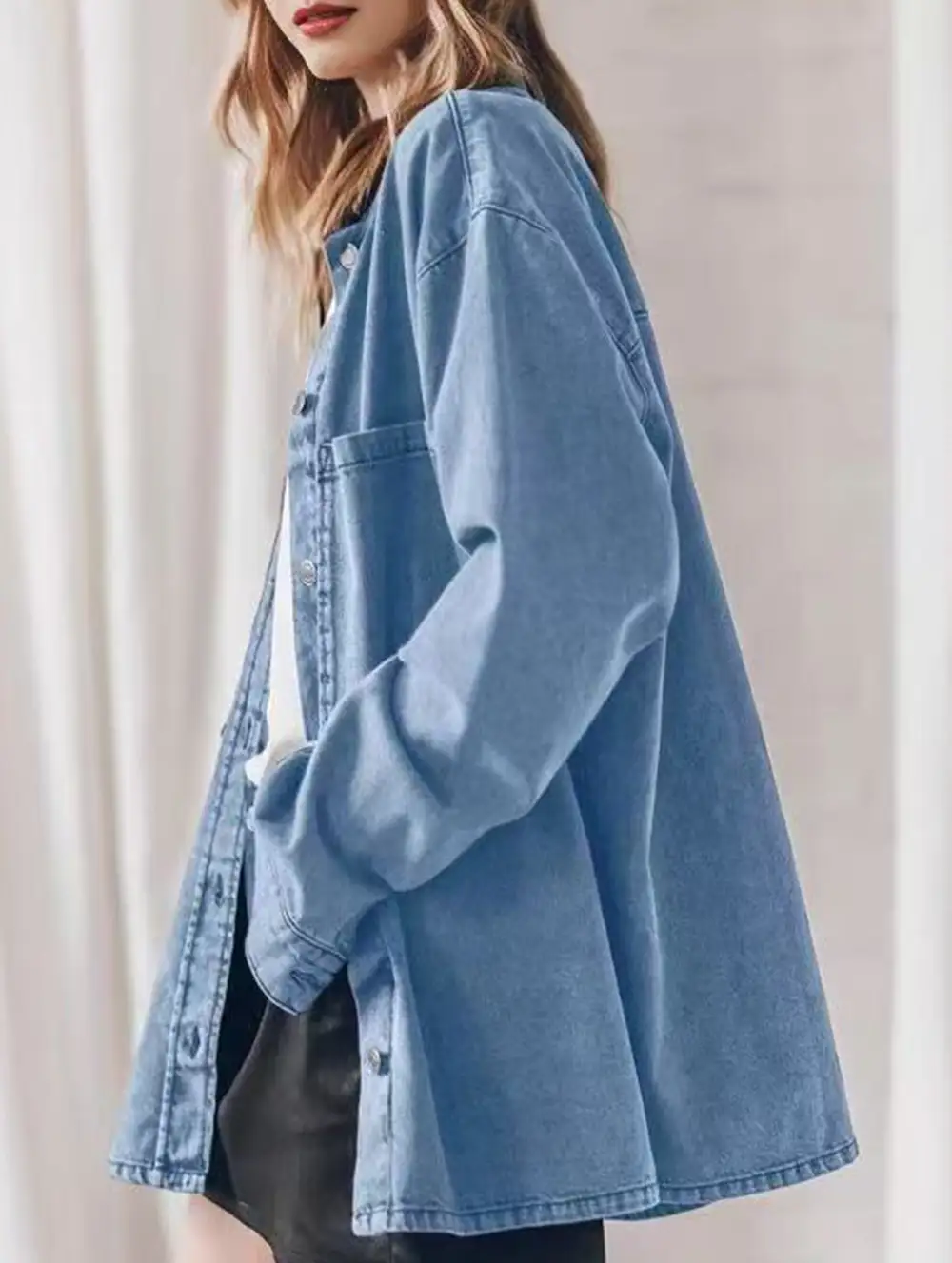 Retro Oversized Denim Shirt Coat