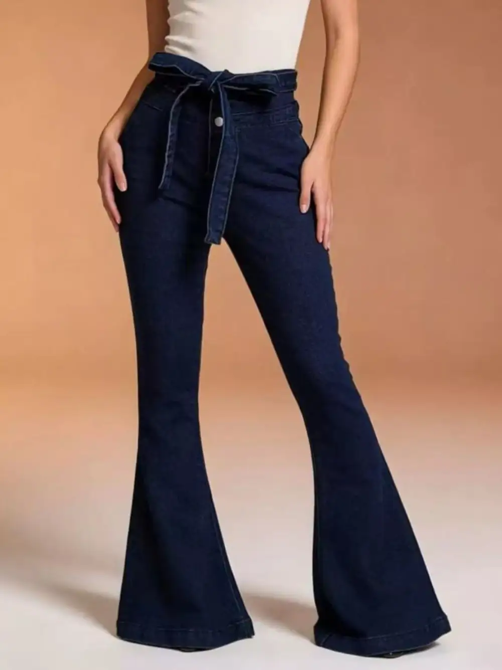 Sharp High Waist Flare Leg Denim Jeans
