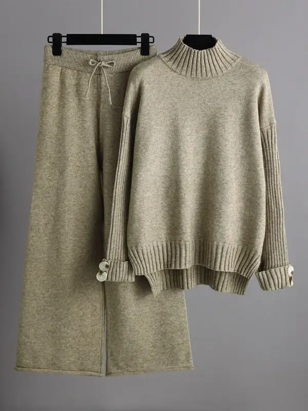 Long Sleeve Mock Neck Sweater And Pants Set