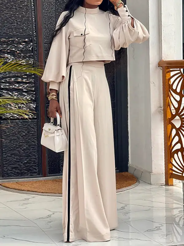 Long Sleeve Tee Wide Leg Set