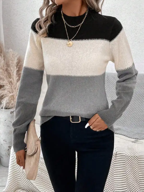 Round Neck Long Sleeve Pullover Sweater